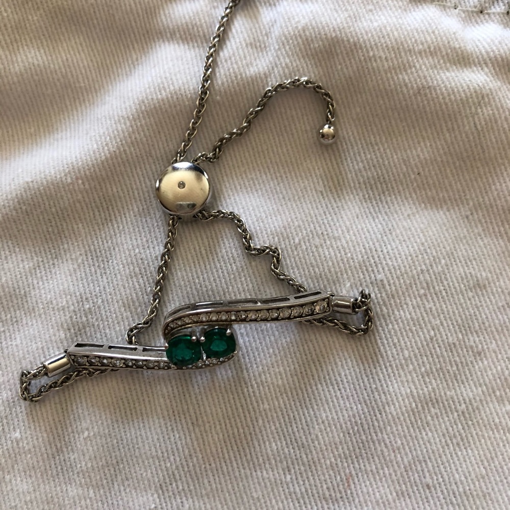 Emerald green silver bracelet